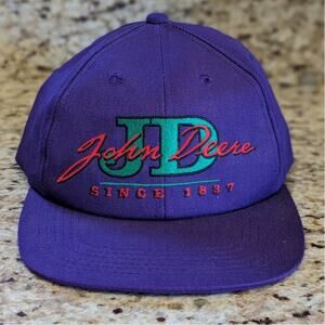 Vintage Purple John Deere JD Snapback Flat Bill Hat